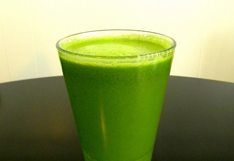 The glass with Celery and Lemon's juice